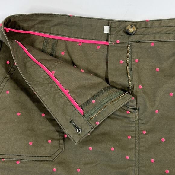 Boden Mini A-Line Skirt Embroidered Polka Dot Print Pockets Green Pink Size 10 R - Picture 8 of 15